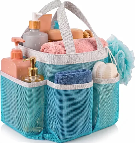 Vista 8 de Handy Laundry Cortina de ducha organizadora de baño -9 bolsillos- Perfecto para organizar el baño en casa, tus artículos de tocador y juguetes