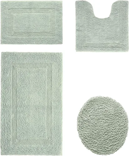 Vista 242 de Better Trends - Juego de 2 alfombras de baño 100% algodón, extra suaves, con borlas, de 17" x 24", alfombra de baño superabsorbente y reversible