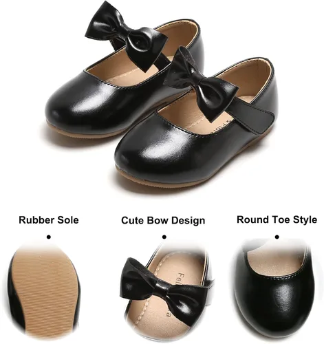 Vista 4 de Felix & Flora Zapatos de vestir para niñas pequeñas - Zapatos planos Mary Jane para niñas de flores, zapatos de ballet para fiestas y bodas