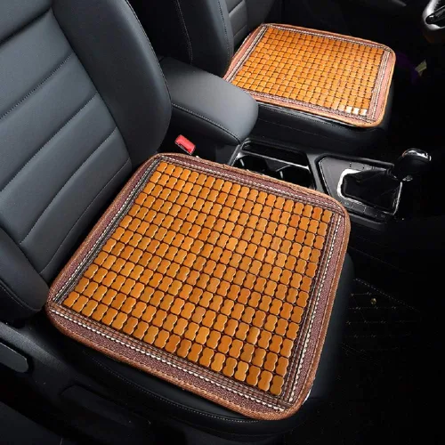 Vista 3 de Maricome Cojines de silla de bambú Cojín de asiento de coche de verano, transpirable, antideslizante, tamaño 17.7 x 17.7 in (1)
