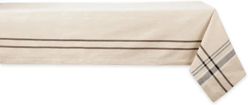 Vista 12 de DII - Mantel para mesa de comedor, estilo rústico, colección de manteles con rayas estilo francés, 60 x 84 pulgadas, color gris pardo/rojo