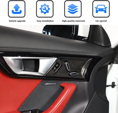 Vista 5 de 2 piezas de panel de ajuste eléctrico de asiento para Jaguar F-Type 2013-2024 botón de ajuste de asiento de coche interruptor marco accesorios Fibra
