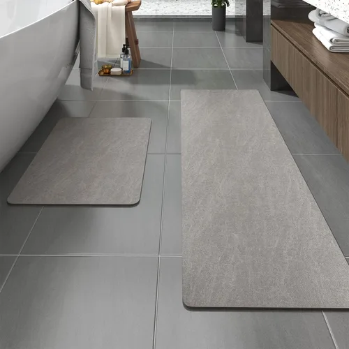 Vista 39 de MontVoo -Tapete de baño-Alfombras de baño delgadas antideslizantes para debajo de la puerta- Superficie de gamuza sintética absorbente, de secado