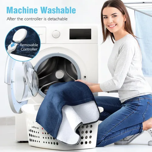 Vista 5 de Calentador de pies eléctrico, almohadilla térmica tamaño king de franela ultra suave, extra grande para cama, abdomen, pies, espalda, calambres