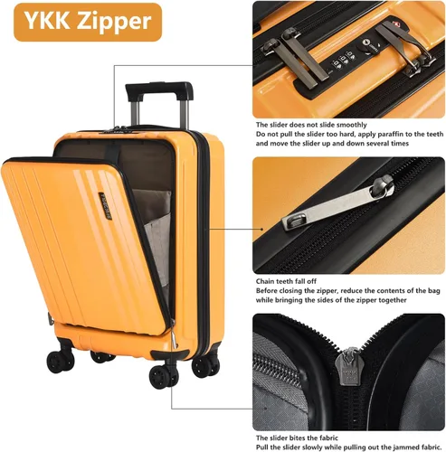 Vista 4 de TydeCkare Equipaje de cabina de mano de 19 pulgadas, Naranja, Moderno