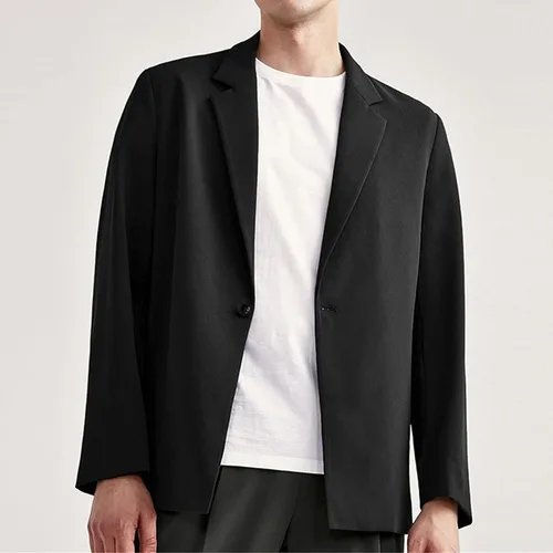 Vista 5 de Aipengry Chaqueta de traje formal de negocios para hombre, casual, 1 botón, chaqueta de vestir de un solo botonadura, chaqueta moderna para fiesta