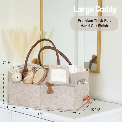 Vista 4 de Lily Miles Organizador de pañales para bebé, cesta de almacenamiento para recién nacidos, regalo neutro para baby shower, imprescindible
