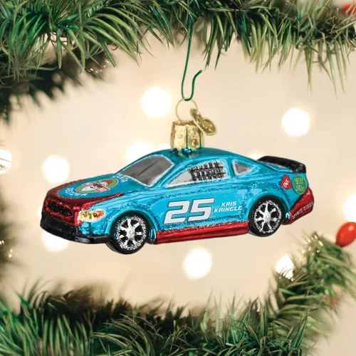 Vista 5 de Old World Christmas Adorno soplado de vidrio para coche deportivo de carreras, para árbol de Navidad, decoración navideña artesanal, colección