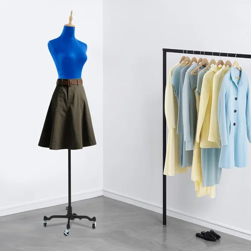 Vista 5 de Vestido femenino con forma de maniquí, altura ajustable de 51 a 75 pulgadas, soporte para el cuerpo, forma de vestido de costura para mujer con base
