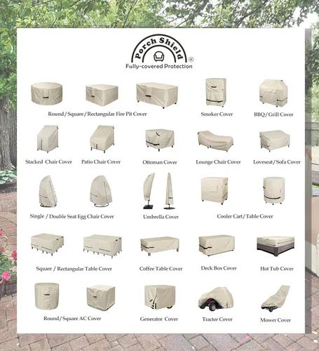 Vista 7 de Porch Shield - Funda impermeable para hoguera de patio 600D, rectangular para exterior, protector de caja de cubierta para mesa de fuego - 43 x 22