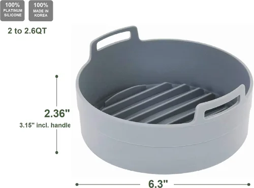 Vista 2 de Olla de silicona prémium para freidora de aire, tazón, cesta, accesorios para horno para freidoras de aire seguras para alimentos, fácil de limpiar