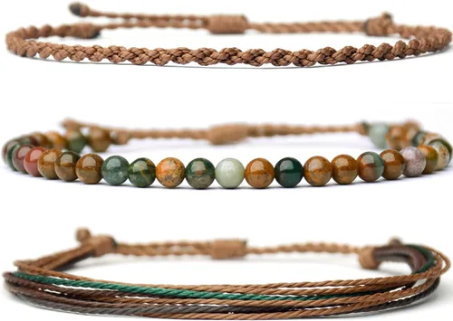 Vista 52 de Pulsera curativa hecha a mano con cuentas de piedra natural, regalo para hombres, pulsera de cuerda ajustable