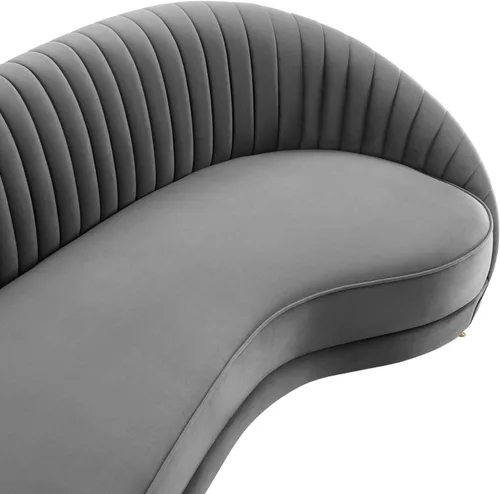Vista 7 de Modway Camber Channel - Sofá de terciopelo copetudo en color gris