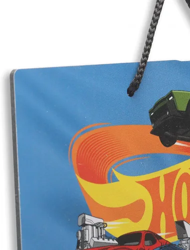 Vista 4 de Mattel Hot Wheels - Cartel de metal colgante para pista de carreras de acción, divertida decoración de pared de Hot Wheels para dormitorio de niños