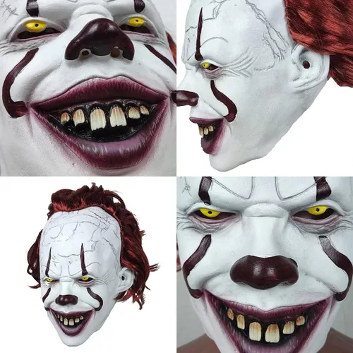 Vista 5 de IT Mask Scary Clown Mask. Halloween Costume Accessories. Adult Cosplay Mask Latex Props. Creepy Party Masks.