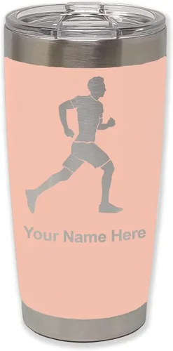 Vista 8 de LaserGram Personalized 20oz Tumbler, Running Man (Black)