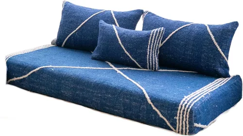 Vista 31 de arabicsofa Sofás de Suelo Coloridos de Estilo Marroquí – Cojines de Suelo Modulares Hechos a Mano (Beige 16, Sofá de Suelo de 4 pies)