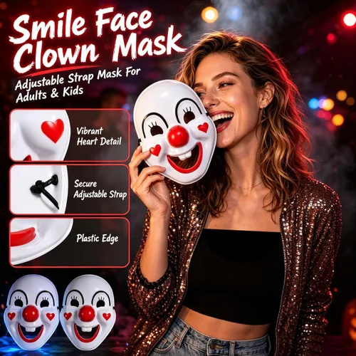 Vista 7 de Homoyoyo 2 máscaras de payaso de Halloween de plástico para mascarada
