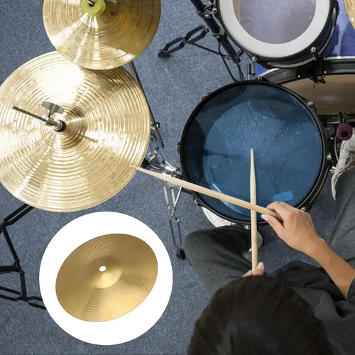 Vista 4 de Lovermusic Platillo de tambor de 8 pulgadas de diámetro dorado, aleación de latón, accesorios de percusión para kit de batería adecuado