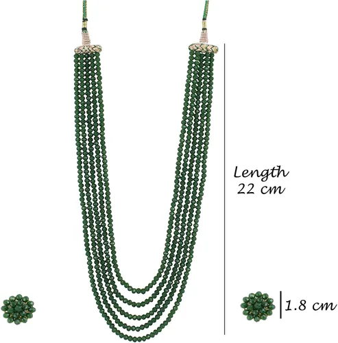Vista 6 de Aradhya mujeres Crystal abalorio Multi-Strand collar con juego de arete
