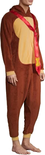 Vista 3 de Nintendo Donkey Kong - Mameluco de felpa para hombre, disfraz de burro Kong de una pieza para adultos, Kigurumi, pijama de forro polar DK y sudadera