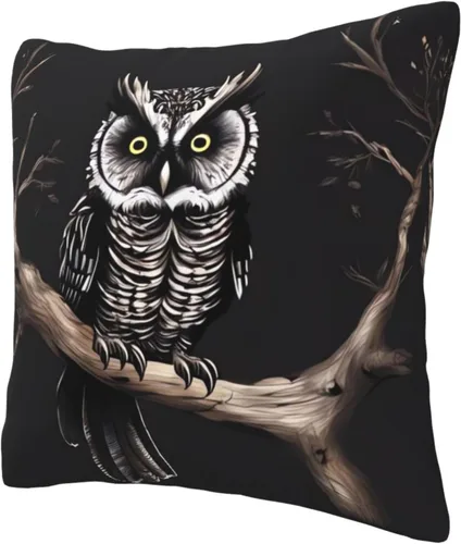 Vista 7 de Fundas de almohada decorativas de 20 x 20 pulgadas para sofá, búho nocturno de doble cara, fundas de almohada cuadradas para sala de estar, funda