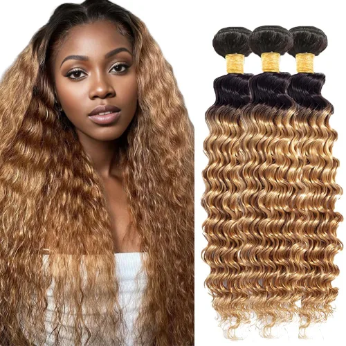 Vista 212 de 300g 1B27 Human Hair Bundles Honey Blonde Bundles Human Hair 10A Brazilian Virgin Remy Hair Extensions 8 10 12 Inch
