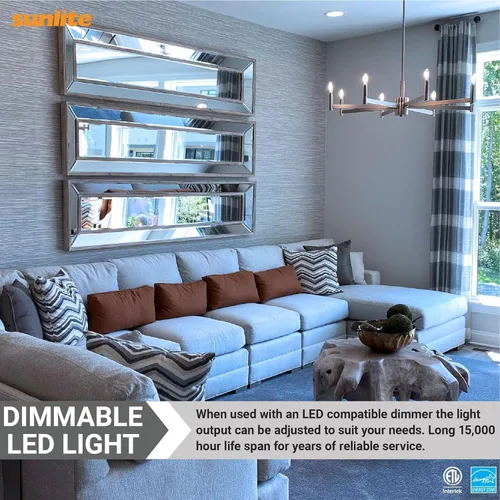 Vista 5 de Sunlite Bombilla LED B11 con punta de torpedo esmerilada, 4.5 vatios (equivalente a 40 W) 300 lúmenes, base de candelabro E12, regulable, 5000K luz