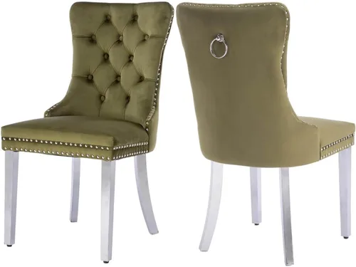 Vista 70 de Juego de 2 sillas de comedor de terciopelo beige, sillas de comedor tapizadas beige01
