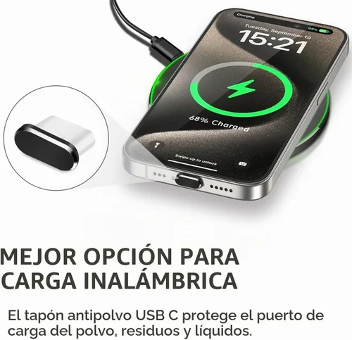 Vista 5 de Enchufe antipolvo USB C, paquete de 4 cubiertas antipolvo USB C tipo C antipolvo, puerto de carga, tapa protectora con cubierta antipolvo