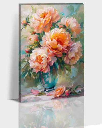 Vista 8 de Hzddty Lienzo de flores rojas de amapola para pared, pintura floral abstracta para paredes, imágenes de flores con estampado floral, decoración