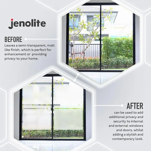Vista 8 de JENOLITE Pintura para Vidrio Esmerilado Acabado Mate Opaco Espray para Ventanas para Mayor Privacidad Semitransparente para Ventanas y Puertas