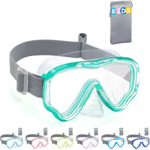 Vista 22 de Vvinca Kids-Goggles with Nose Cover, Diving Mask Elastic Fabric Strap Anti Fog Anti Shattered Lens for Kids Swim Goggles 3-14