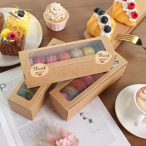 Vista 6 de NPLUX Paquete de 36 cajas de macarrones para 5-7 macarrones, cajas de dulces de fresa con adhesivo para regalo, regalos de graduación, regalos