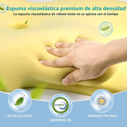 Vista 6 de Almohada cervical para el cuello para aliviar el dolor, almohadas ergonómicas de espuma viscoelástica para dormir, almohada refrescante para dormir