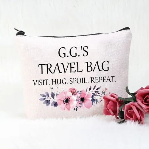 Vista 4 de POFULL Regalo GG para abuela, bolsa de viaje de G.G.'S, bolsa de viaje para visitar, abrazo, repetición, bolsa de cosméticos de viaje, regalo