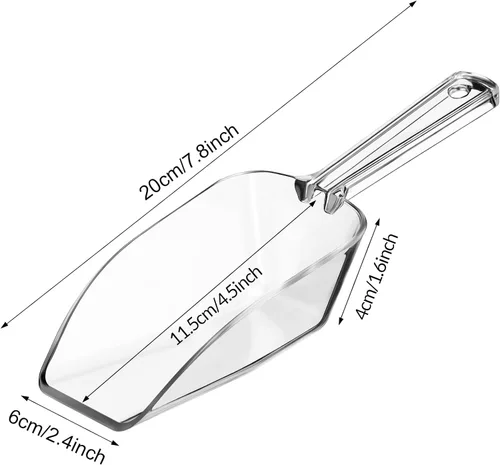 Vista 2 de Hestya 4 cucharadas de plástico transparente multiusos para dulces, bufé, acrílico, cocina, hielo, palomitas de maíz para proteínas en polvo