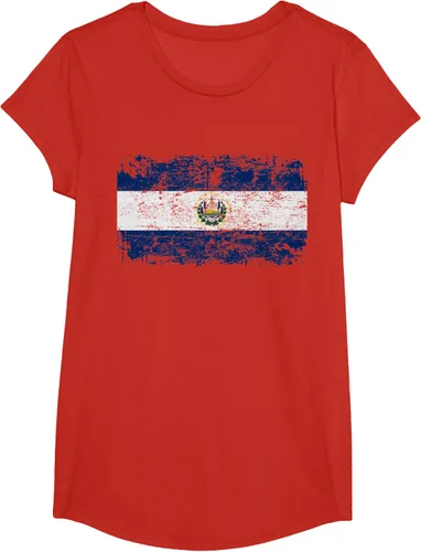 Vista 46 de EL SALVADOR Bandera Vintage Hombres Mujeres Niños Camiseta EL SALVADOR