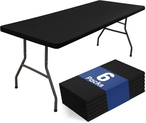 Vista 18 de homing Paquete de 4 manteles rectangulares de 4 pies, mantel ajustable de poliéster impermeable, lavable, para picnic, campamento, al aire libre