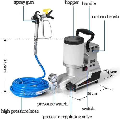 Vista 2 de Pulverizador de Pintura sin Aire de Alta Presión de 1600W, Pulverizador de Emulsión de Pintura sin Aire, Pulverizador sin Aire de Pinturas de Látex