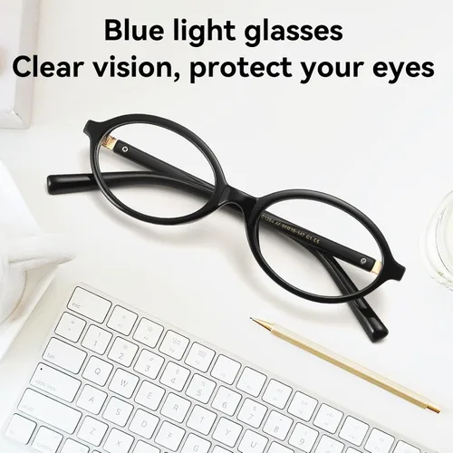 Vista 2 de Dollger Oval Blue Light Glasses for Women Men Fashion Retro 90s Small Frame Computer Glasses