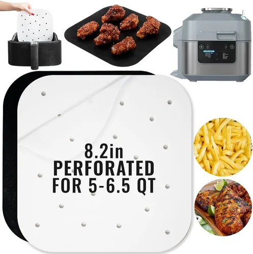 Vista 14 de Forros de papel pergamino para freidora de aire compatibles con Philips, NuWave Brio, Chefman, OMORC, Cuisinart, COSORI, Cooks Essentials, Power