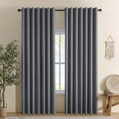 Vista 14 de Cortinas opacas 100% de lino para dormitorio, cortinas para oscurecer la habitación con pestaña trasera/bolsillo para barra, cortinas opacas