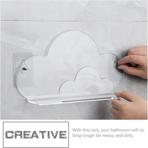 Vista 7 de Zerodeko Estante de almacenamiento en la nube de 11.81 x 6.49 x 2.75 pulgadas, estante de pared flotante para baño, organizador de almacenamiento
