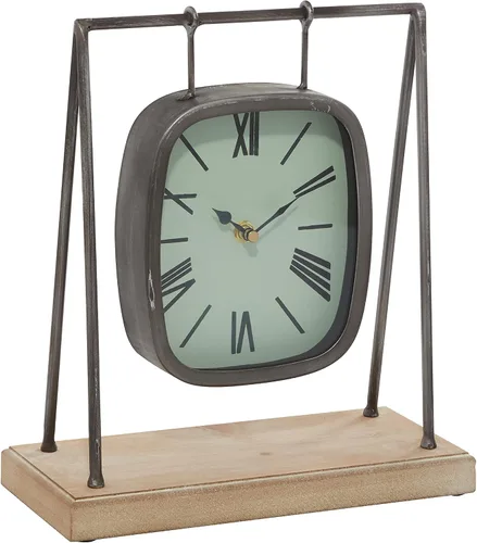 Vista 12 de Deco 79 Reloj de péndulo de madera con base de madera, 10 x 5 x 11 pulgadas, dorado