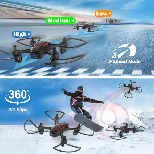 Vista 4 de Drones para niños de 8 a 12 años, dron con cámara 1080P para niños y adultos, FPV Drone con 2 baterías, mini dron con foto de gestos, cuadricóptero