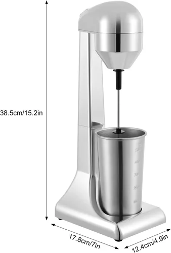 Vista 4 de Mezclador eléctrico de bebidas, mezclador retro y espumador de leche, taza de acero inoxidable de 17.7 fl oz, 2 velocidades (16,000-22,000 RPM)