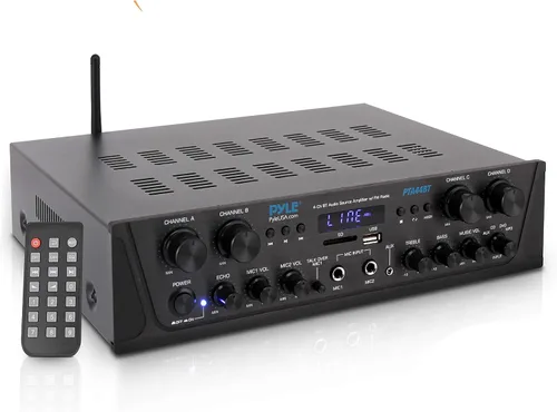 Vista 8 de Pyle Sistema de amplificador de audio inalámbrico para el hogar, amplificador receptor estéreo de sonido compatible con Bluetooth, 6 canales