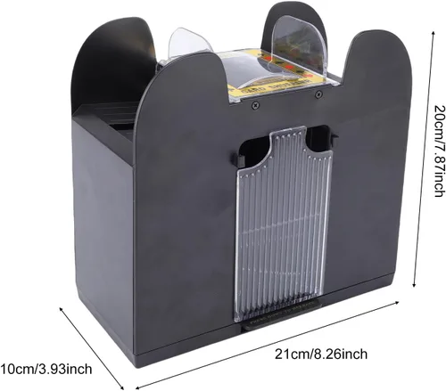 Vista 2 de MAVIS LAVEN Barajador de tarjetas eléctrico, barajador automático de tarjetas con USB y funciona con batería, para juegos de blackjack de póquer