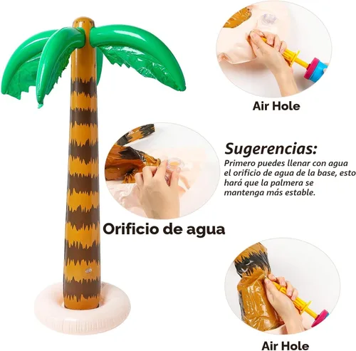 Vista 3 de R HORSE Palmera inflable flamenco plátano playa pelota loro playa piscina juguetes para fiesta tropical hawaiana Luau fiesta verano piscina playa